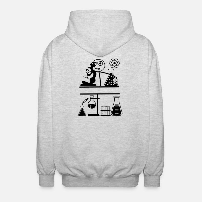Lab with stickmen looking into microscope - Unisex Hooded Jacket - light heather grey