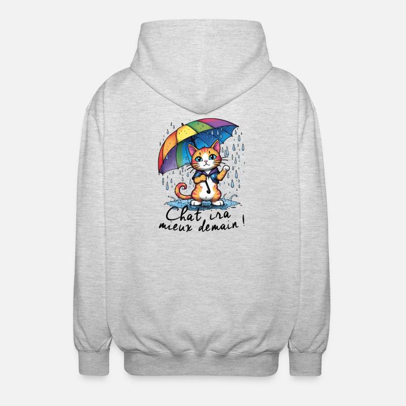 Cat Will Be Better Tomorrow - Unisex Hooded Jacket - light heather grey