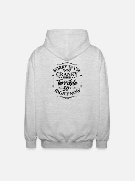 Terrible 50s - humor about menopause - Unisex Hooded Jacket - light heather grey