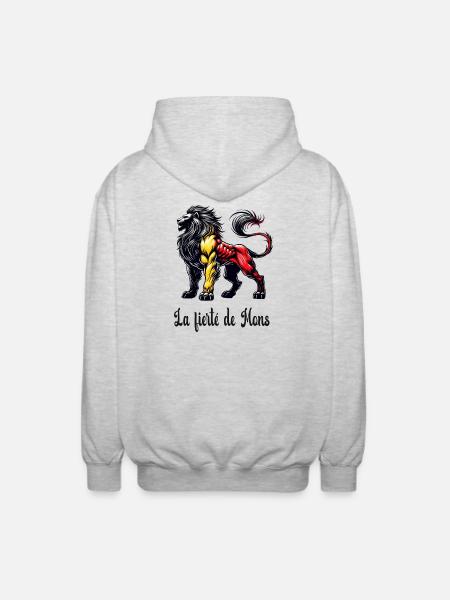 Mons lion flag design - Unisex Hooded Jacket - light heather grey