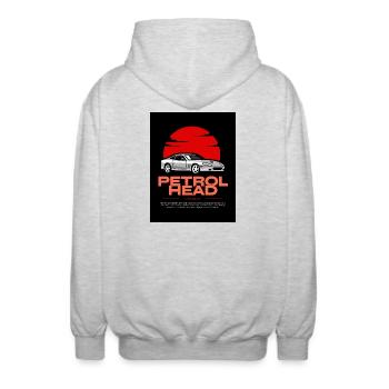 Petrol Head Sportwagen Retro Vintage Classic Race - Unisex Kapuzenjacke - Hellgrau meliert - Hinten - AI Model Male 185 light (185cm)