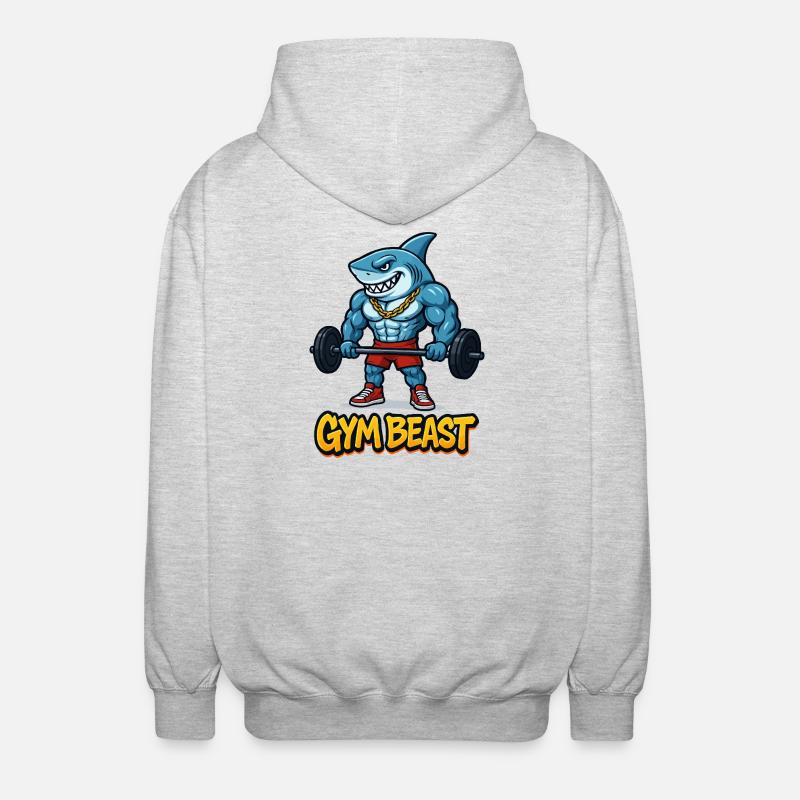 Muscles de requin, bodybuilder comique - Veste à capuche unisexe - gris clair chiné