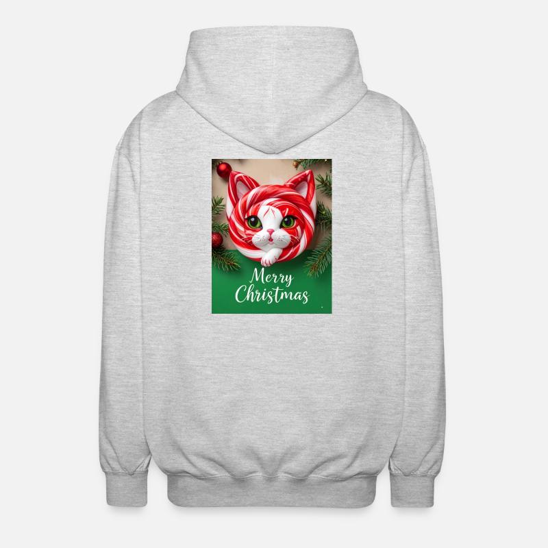 Chat de Noël Candy Cane Look - Veste à capuche unisexe - gris clair chiné