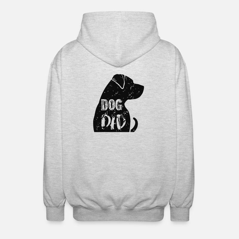 Dog Dad Silhouette mit Text - Unisex Kapuzenjacke - Hellgrau meliert