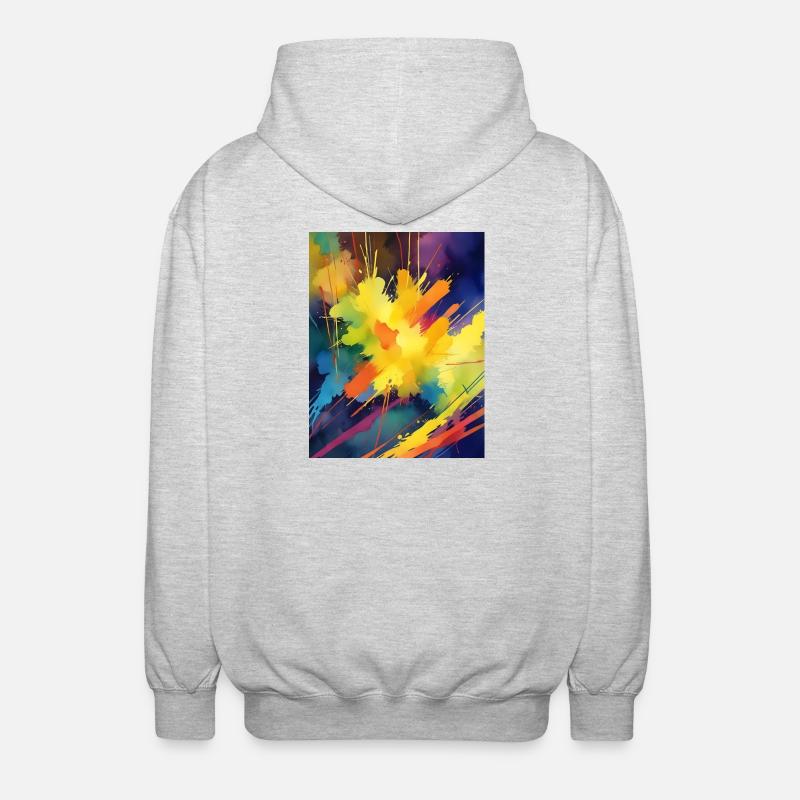 Farbexplosion Abstrakt - Unisex Kapuzenjacke - Hellgrau meliert