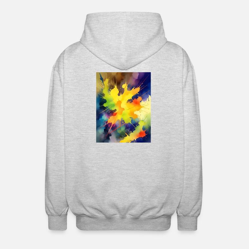 Farbexplosion Abstrakt Spritzer - Unisex Kapuzenjacke - Hellgrau meliert