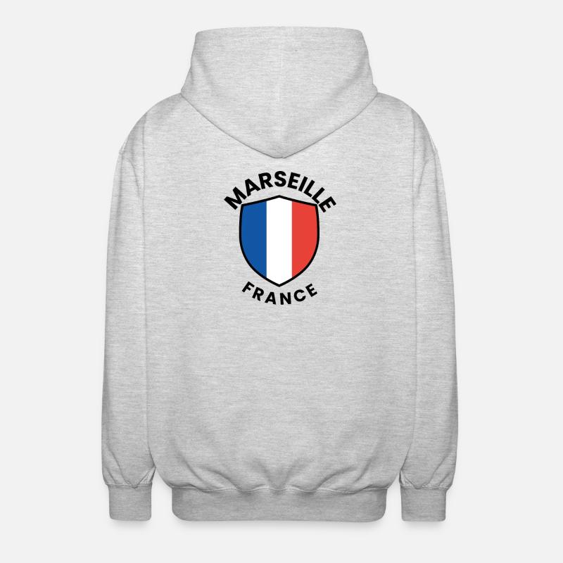 Bouclier du drapeau de Marseille - Veste à capuche unisexe - gris clair chiné