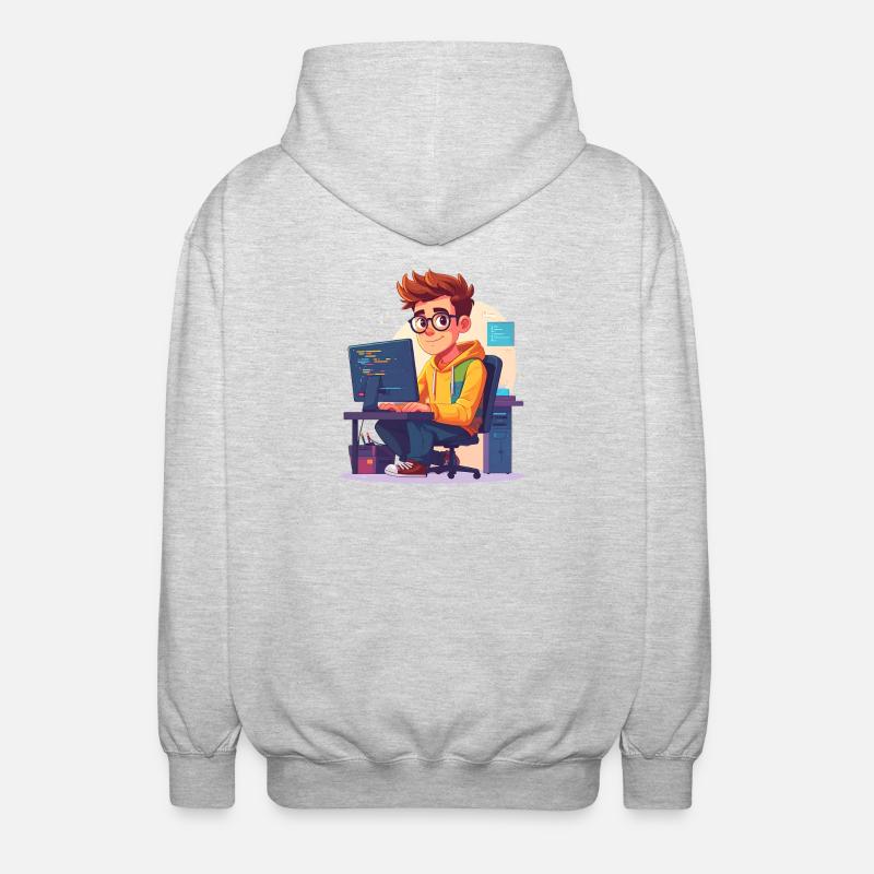 Programmer or nerd - Unisex Hooded Jacket - light heather grey