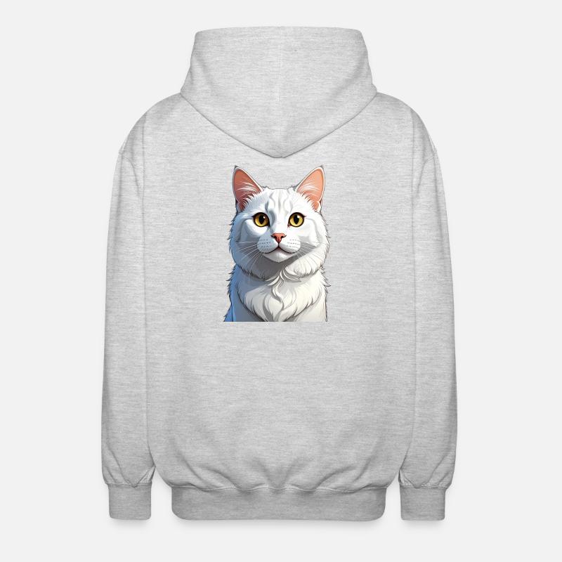 Chat blanc - Veste à capuche unisexe - gris clair chiné