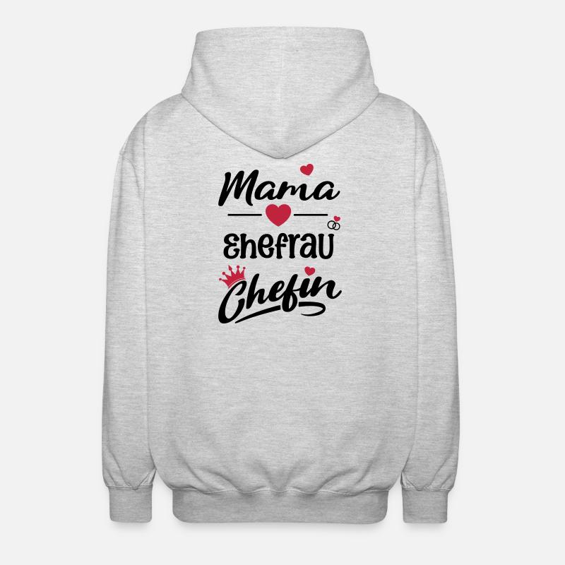 mama_ehefrau_chefin - Unisex Kapuzenjacke - Hellgrau meliert