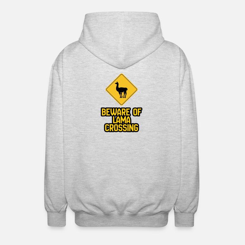 Panneau d’avertissement de Lama Crossing - Veste à capuche unisexe - gris clair chiné