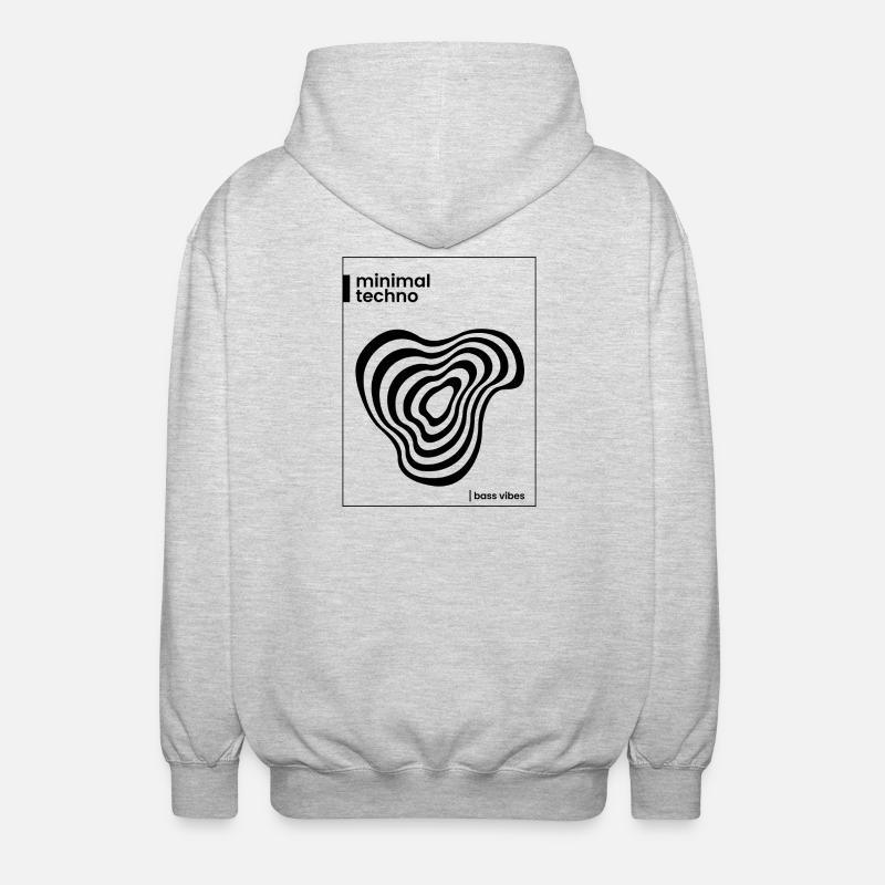 minimal techno poster design - Unisex Hooded Jacket - light heather grey