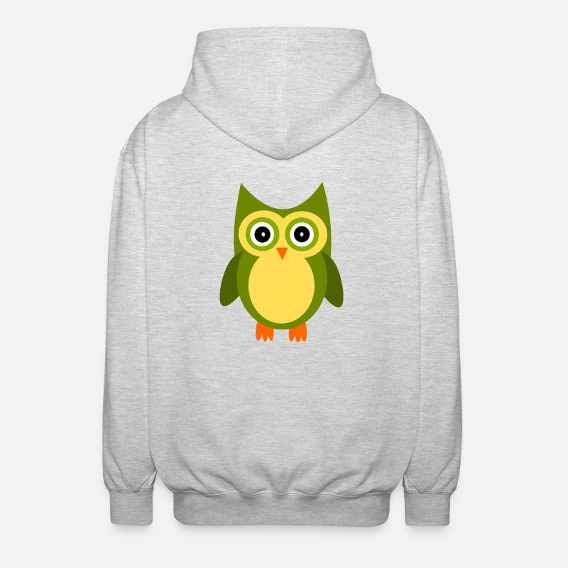 grüne Eule Vogel grün - Unisex Kapuzenjacke - Hellgrau meliert
