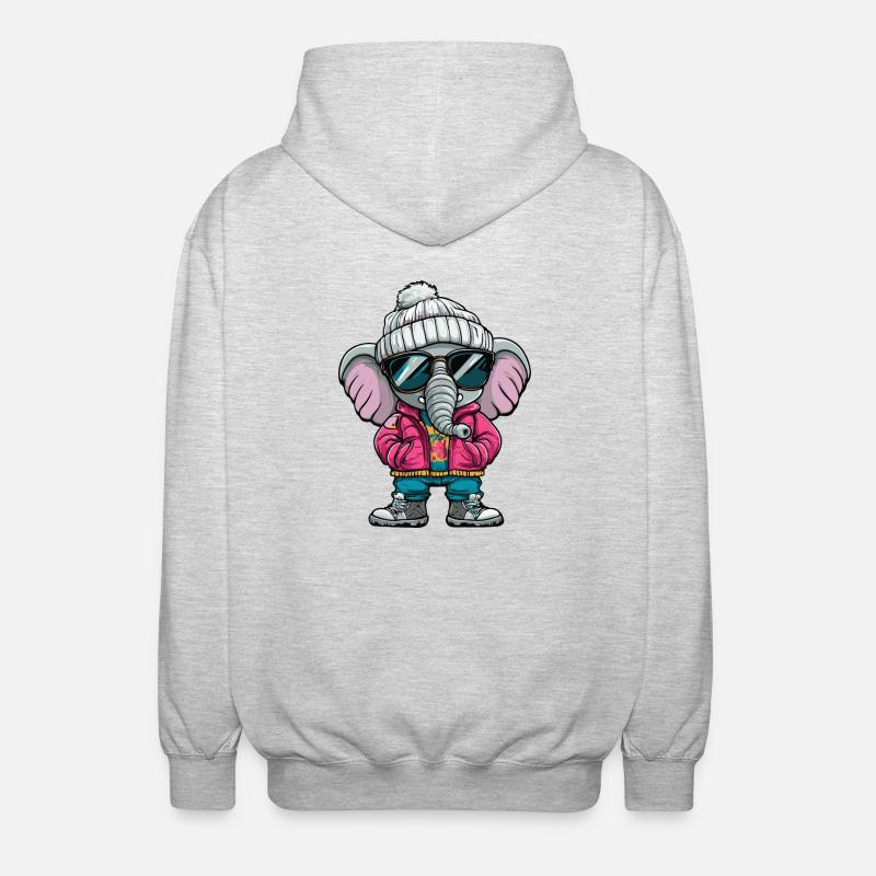 Bande dessinée d’hiver éléphant - Veste à capuche unisexe - gris clair chiné