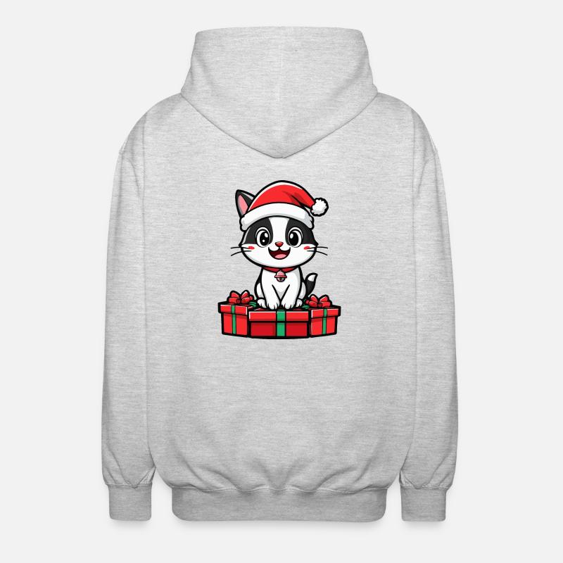 Cadeaux de Noël pour chat - Veste à capuche unisexe - gris clair chiné