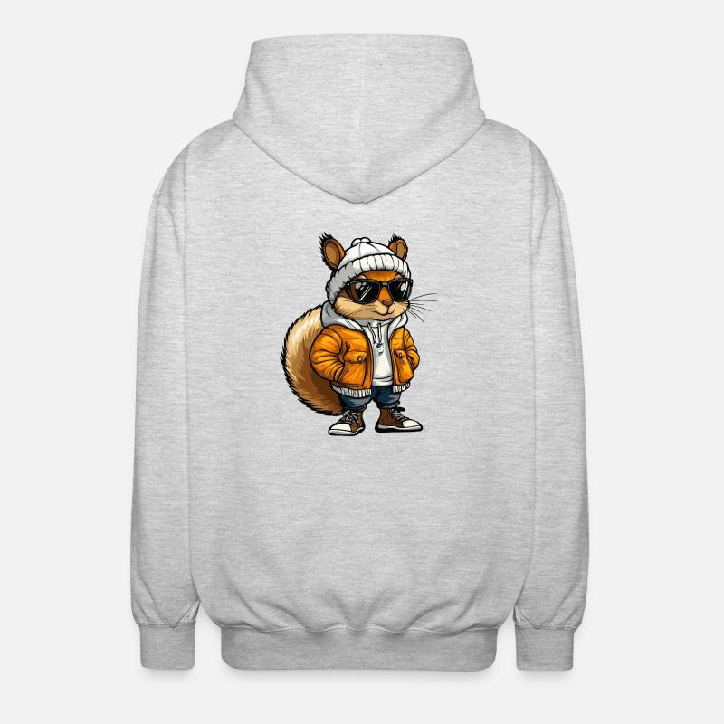 Eichhörnchen Cool Comic - Unisex Kapuzenjacke - Hellgrau meliert