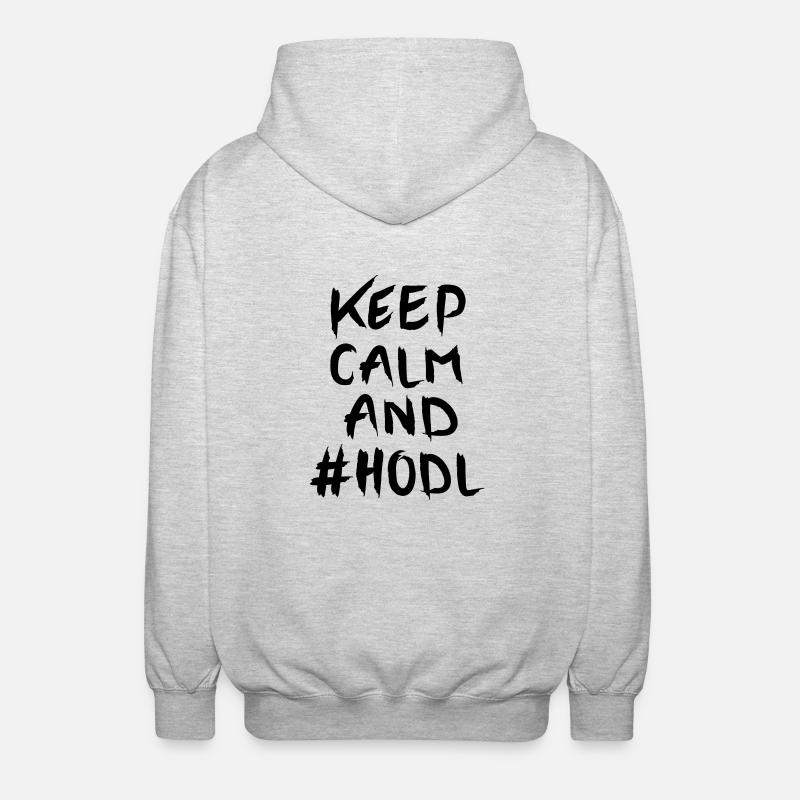 Keep Calm And #HODL - Unisex Kapuzenjacke - Hellgrau meliert