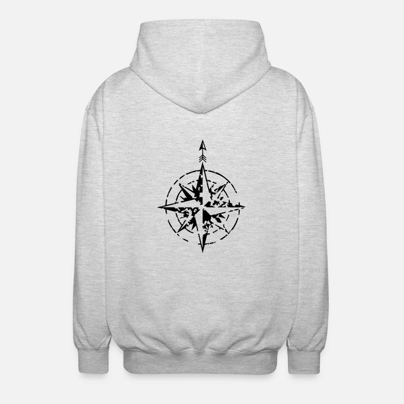 windrose_02_c_1c - Unisex Hooded Jacket - light heather grey