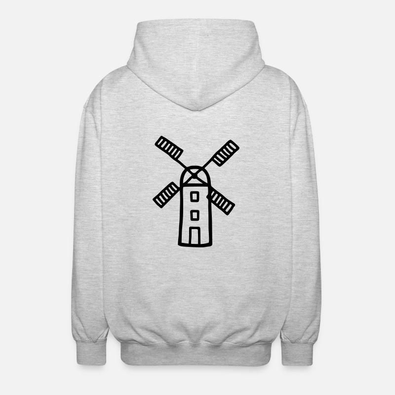 Windmühle - Windenergie - Unisex Kapuzenjacke - Hellgrau meliert