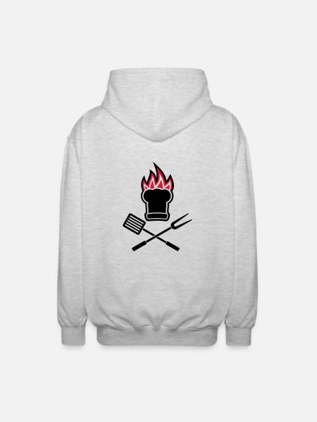 Barbecue on fire - Unisex Hooded Jacket - light heather grey