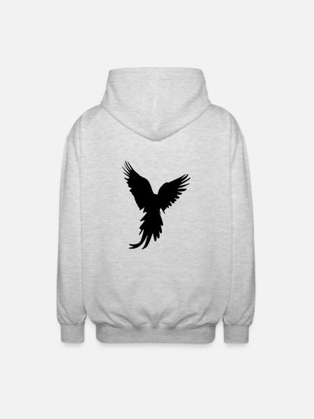 bird silhouette - Unisex Kapuzenjacke - Hellgrau meliert