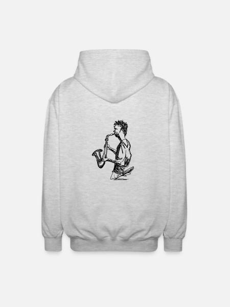 saxophone - Unisex Hooded Jacket - light heather grey