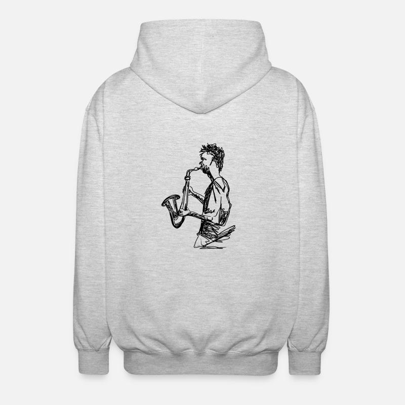 Saxophon - Unisex Kapuzenjacke - Hellgrau meliert