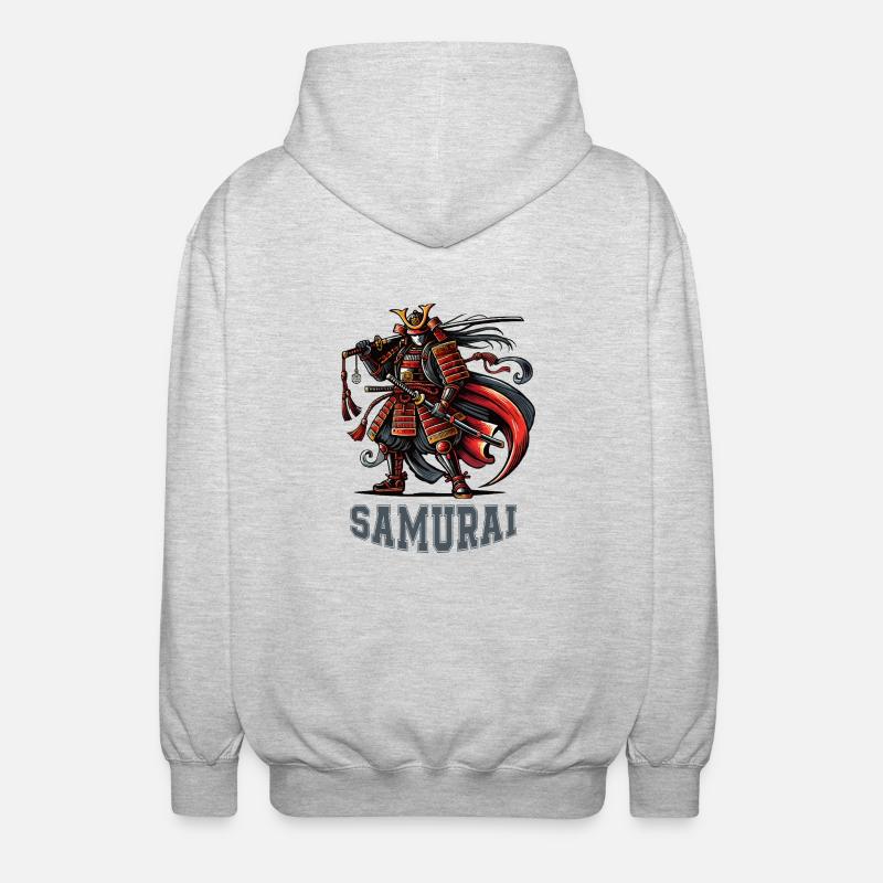 samurai comic - Unisex Kapuzenjacke - Hellgrau meliert