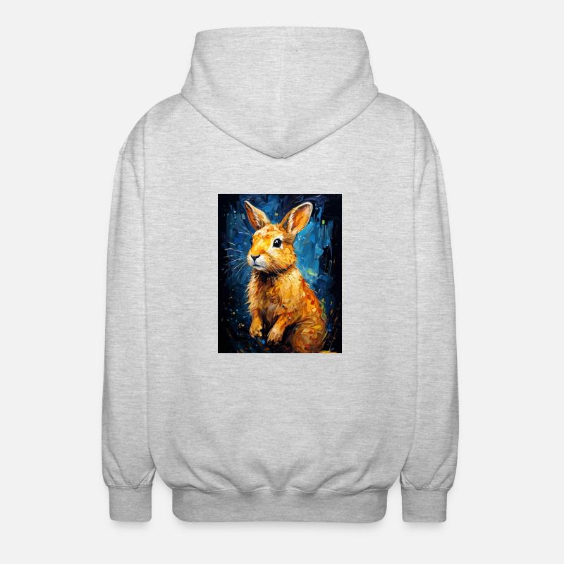 Le lapin dans l’art numérique - Veste à capuche unisexe - gris clair chiné
