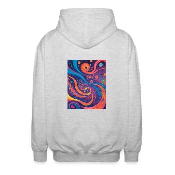 Abstraction cosmique - Veste à capuche unisexe - gris clair chiné - Dos - AI Model Male 185 light (185cm)