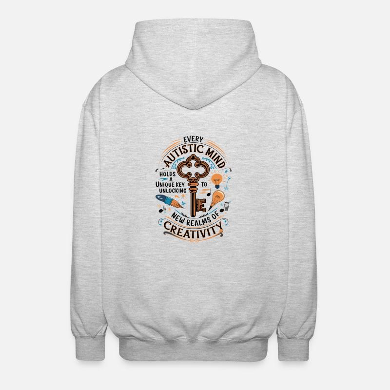 Autistic Mind - Unlocking Creativity & Innovation - Unisex Hooded Jacket - light heather grey