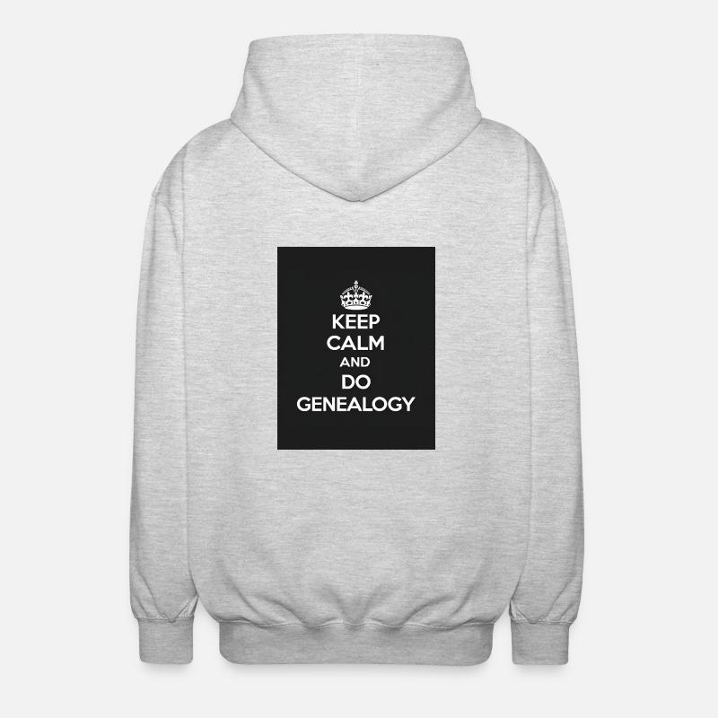 Keep calm and do genealogy - Unisex Hooded Jacket - light heather grey