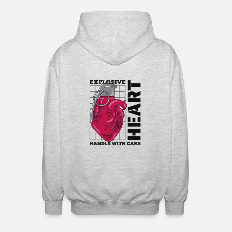 Exploding Heart - Unisex Hooded Jacket - light heather grey