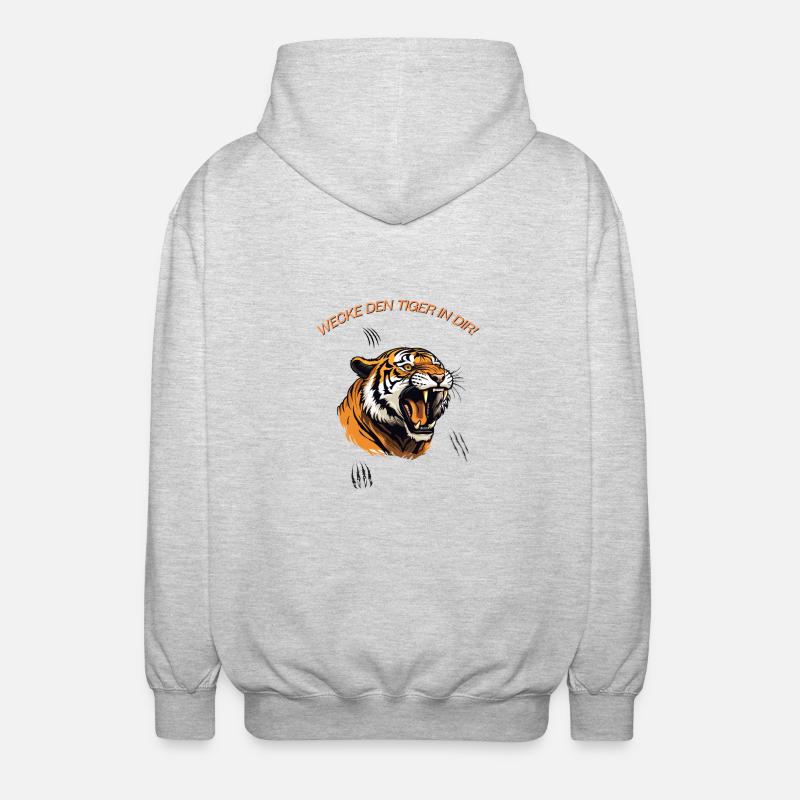 Wecke den Tiger in dir! - Unisex Kapuzenjacke - Hellgrau meliert