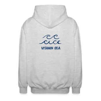 Vitamine Sea Ocean Waves Conception minimale de plage - Veste à capuche unisexe - gris clair chiné - Dos - AI Model Male 185 light (185cm)