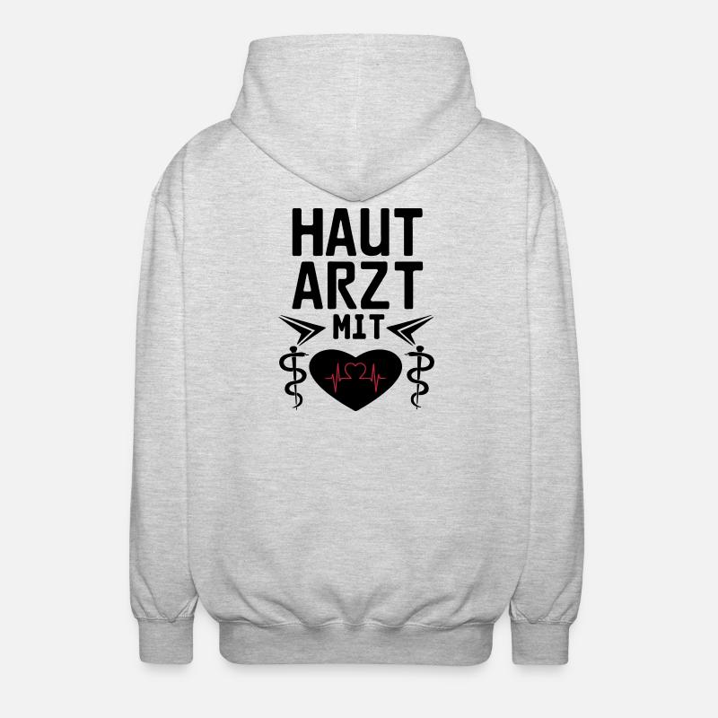 Hautarzt mit Herz Geschenk - Unisex Kapuzenjacke - Hellgrau meliert
