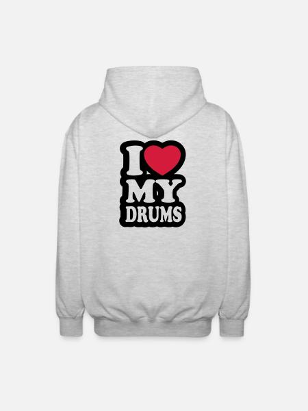I love my drums - Unisex Hooded Jacket - light heather grey