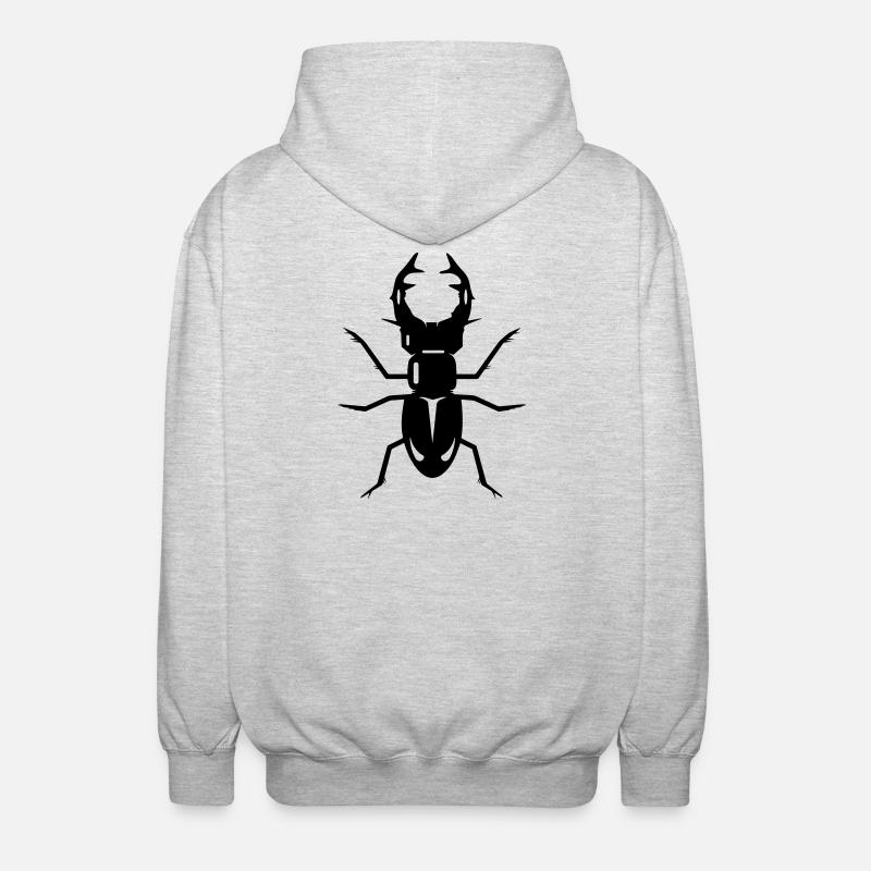 stilisierter Hirschkäfer mit prächtigen Geweih - Unisex Kapuzenjacke - Hellgrau meliert