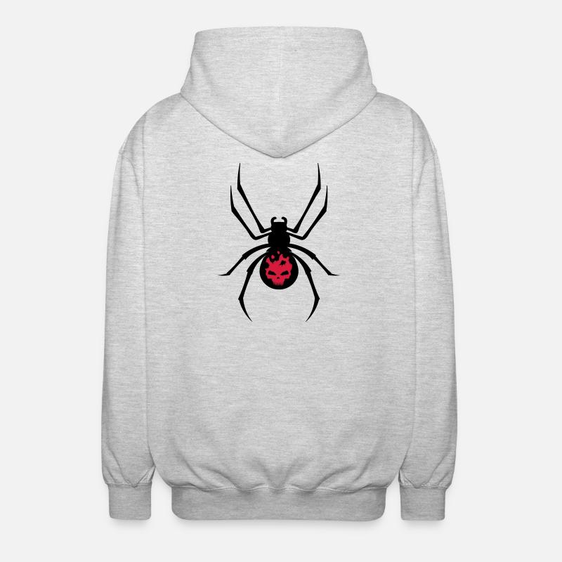Schwarze Spinne mit Skull Muster - Unisex Kapuzenjacke - Hellgrau meliert