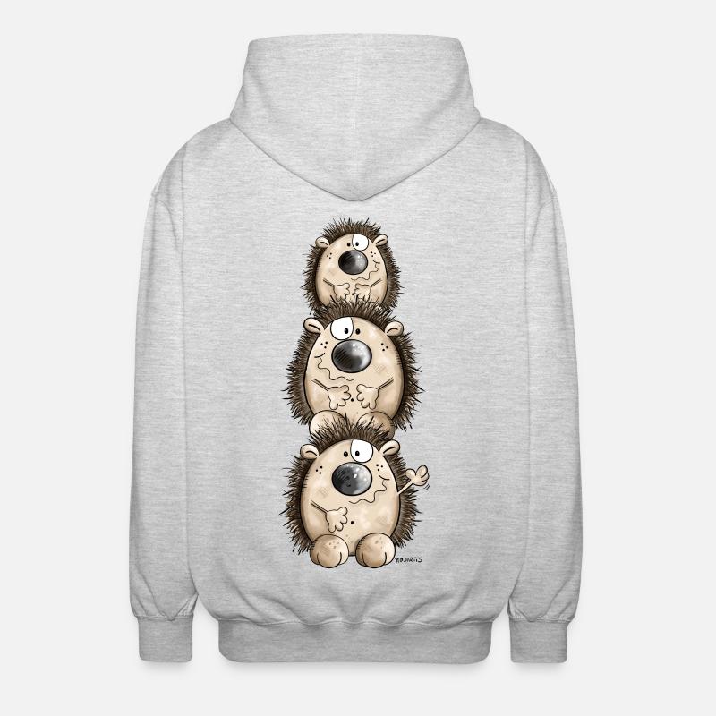 Dessin animé hérisson - Veste à capuche unisexe - gris clair chiné