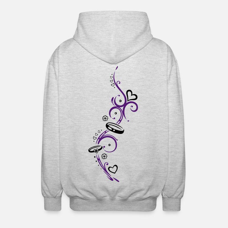 Eheringe, Hochzeit, Ehe, zwei Ringe - Unisex Kapuzenjacke - Hellgrau meliert