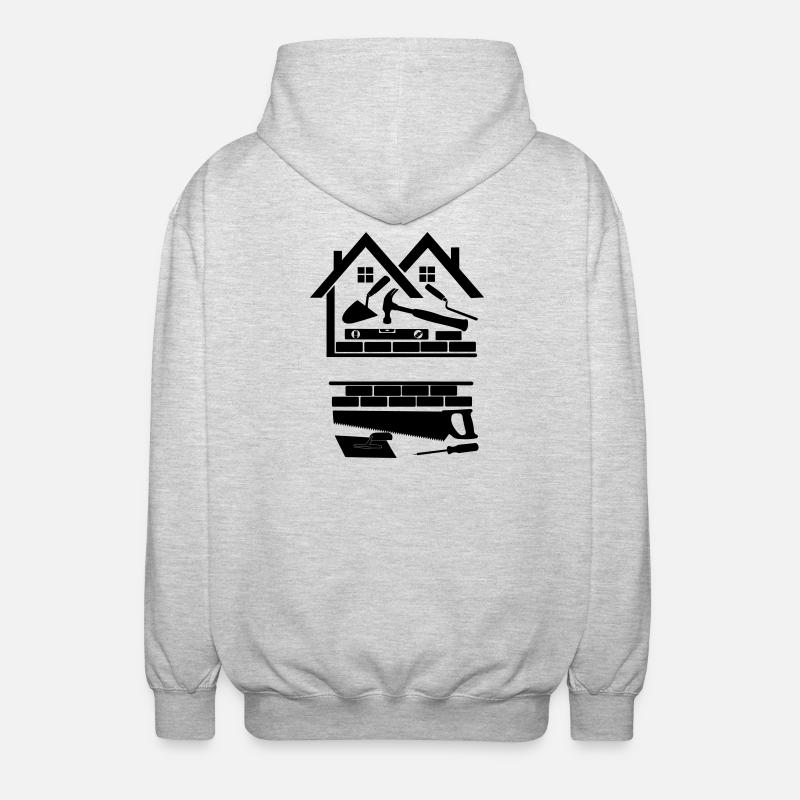 Logo der Baufirma "Häuser" - Unisex Kapuzenjacke - Hellgrau meliert