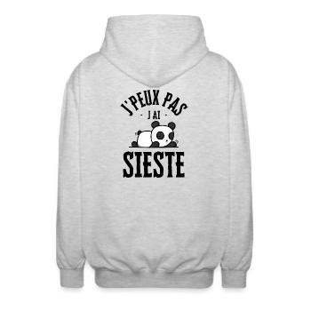 Je peux pas j ai sieste - Veste à capuche unisexe - gris clair chiné - Dos - AI Model Male 185 light (185cm)