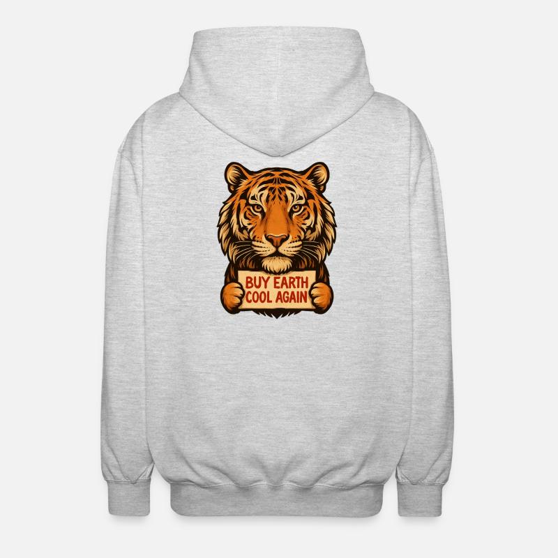 Tiger sagt: Make Eath Cool Again - Unisex Kapuzenjacke - Hellgrau meliert