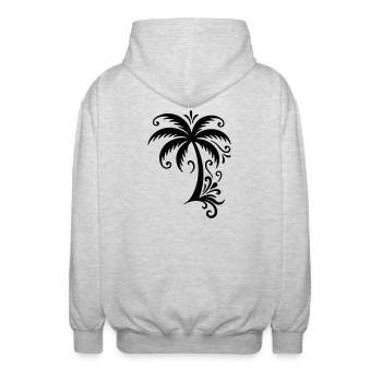 Palm tree icon beach - Unisex Hooded Jacket - light heather grey - Back - AI Model Male 185 light (185cm)