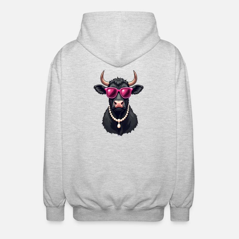 Kuh - Unisex Kapuzenjacke - Hellgrau meliert