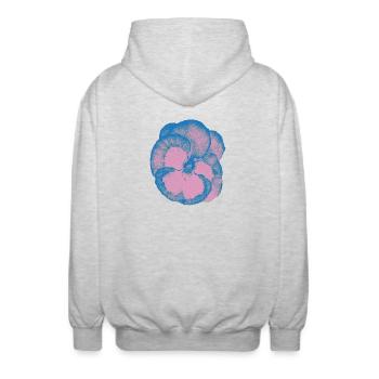 Pansy Art T-Shirt - Unisex Hooded Jacket - light heather grey - Back - AI Model Male 185 light (185cm)
