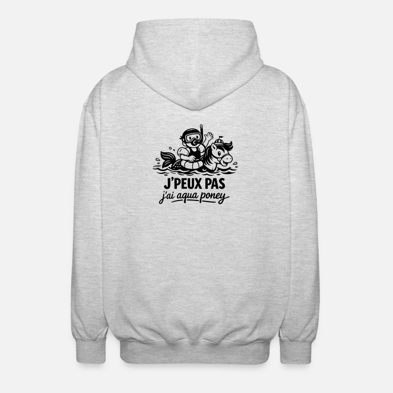 Je peux pas j'ai aqua poney - Veste à capuche unisexe - gris clair chiné