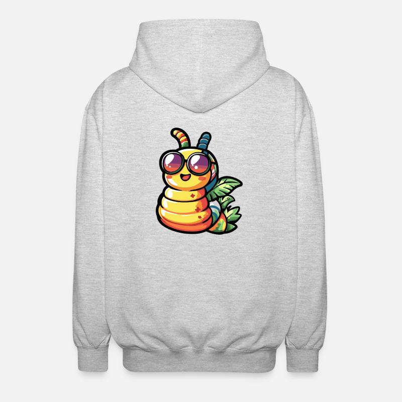 Wurm Comic Urlaub - Unisex Kapuzenjacke - Hellgrau meliert