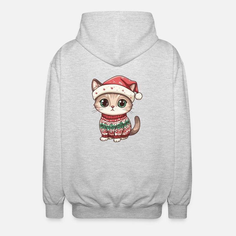 Cat Christmas Comic - Unisex Hooded Jacket - light heather grey
